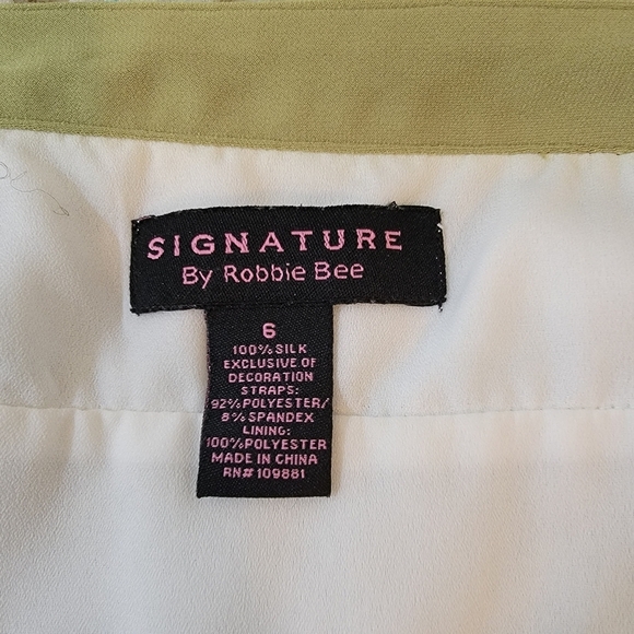 Robbie Bee Green Mix Print 100% Silk Sleeveless Midi Dress Sz 6 Quite Luxury - Picture 10 of 12